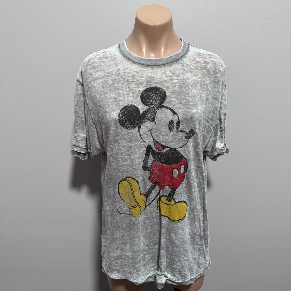 Disney Mickey Mouse Gray Burn Out T-shirt Medium